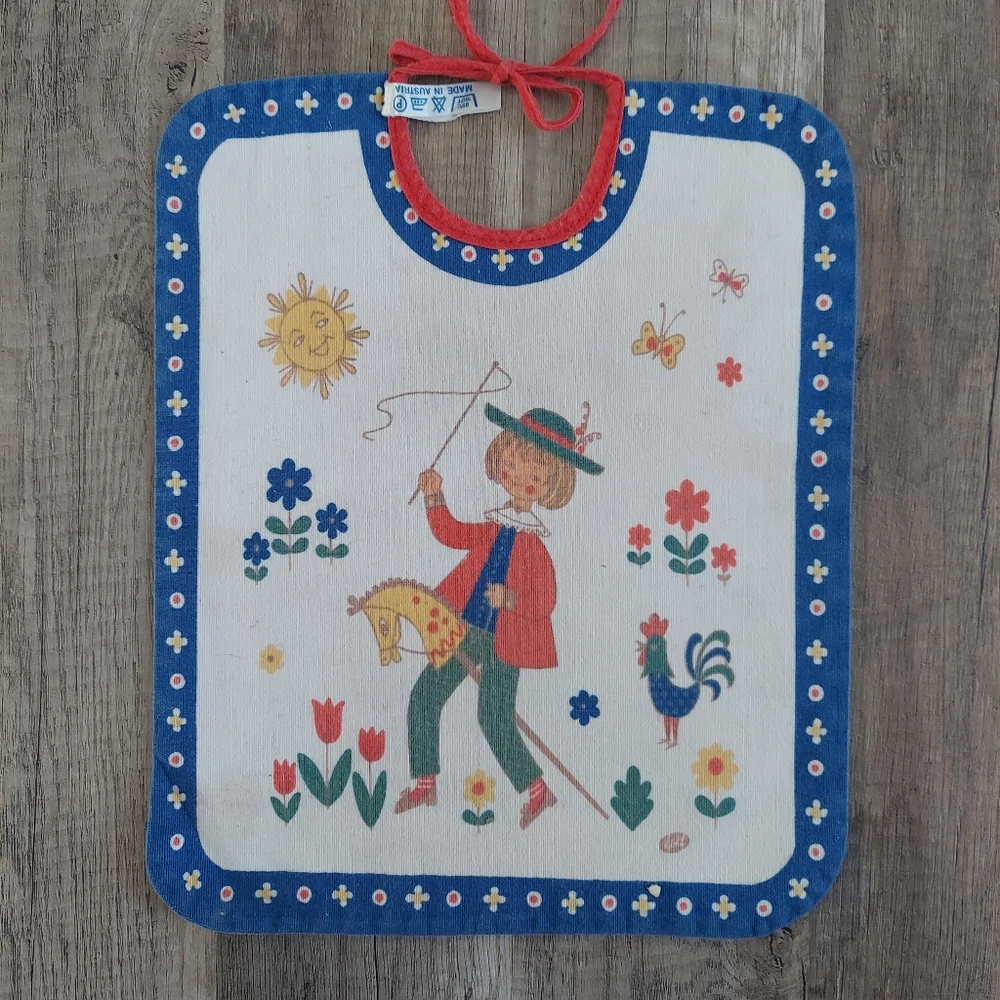 Vintage Kolf Baby Bib Reversible Austrian Folk Art